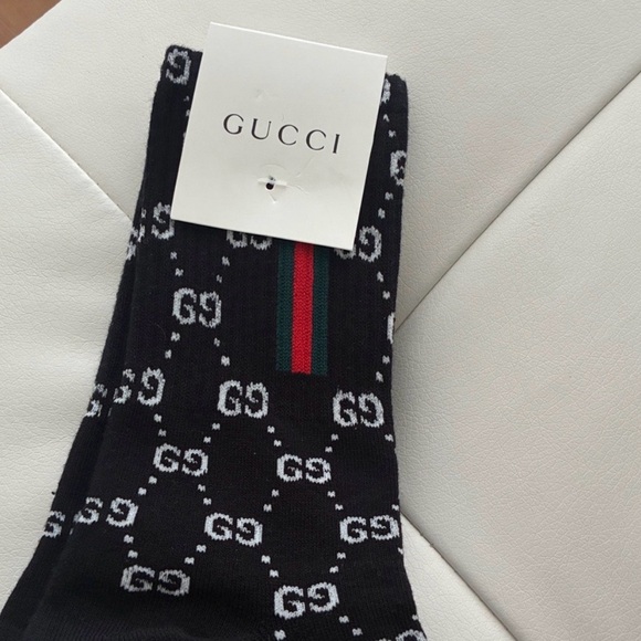 Gucci Black Socks with White Logo Pattern - Picture 3 of 3